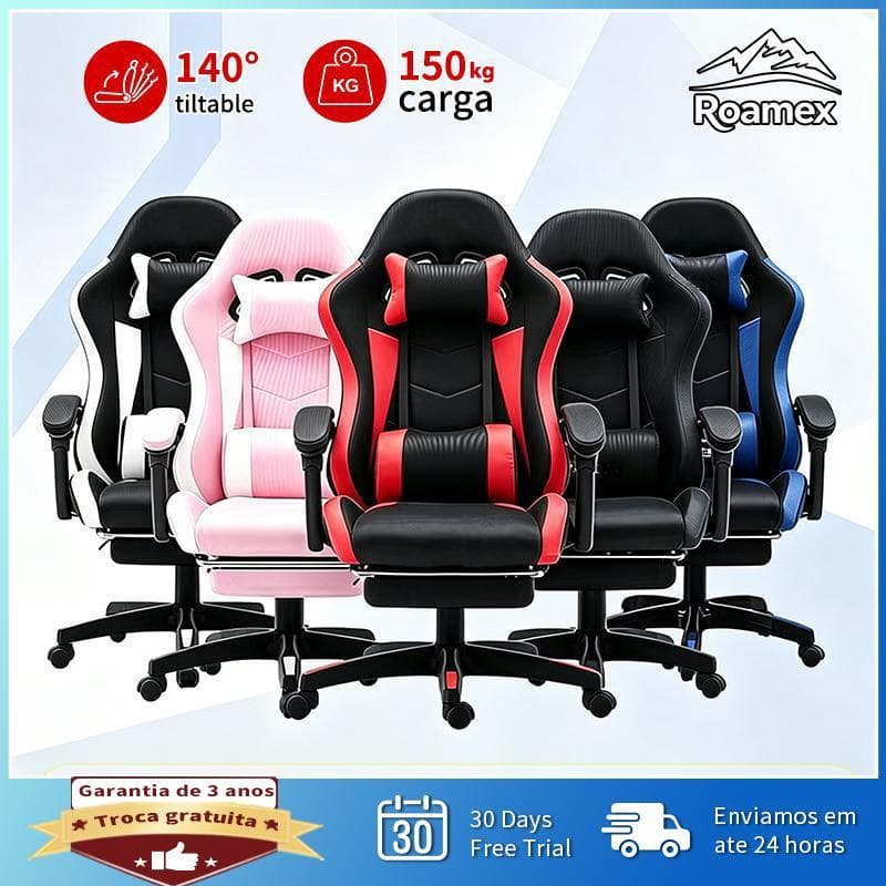【Roamex】Cadeira Gamer Premium com Rodas Silenciosas e Almofada de Espuma Densidade Alta Coloca suporta 150 kilos