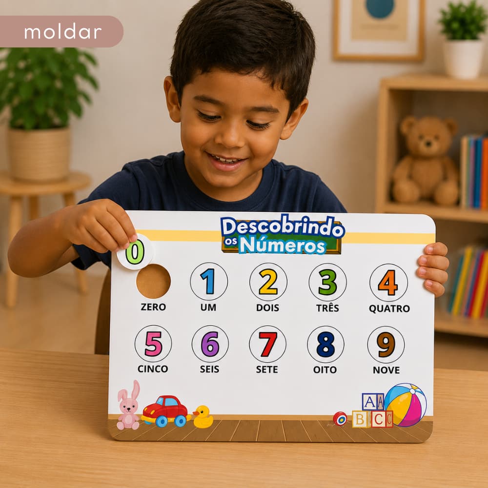 Brinquedo Educativo Infantil Descobrindo os Números MDF Montessori Coordenação Motora Jogo Pedagógico