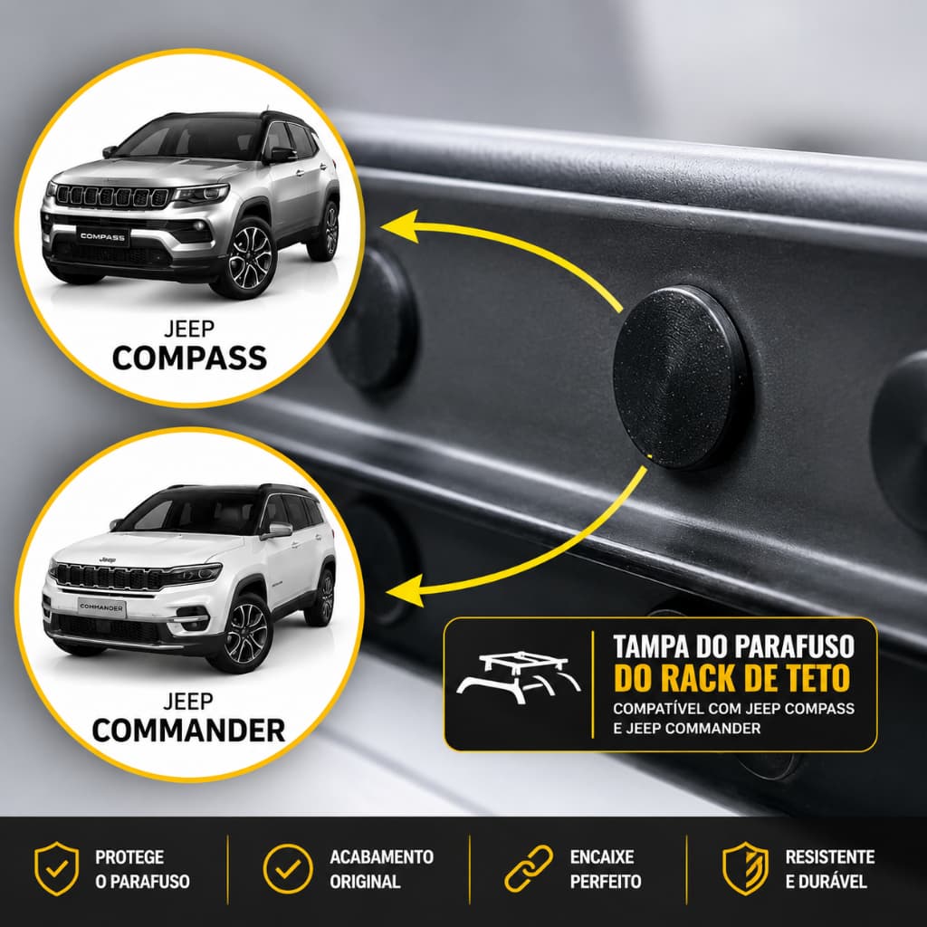 Tampa Presilha Grampo Acabamento Jeep Compass - Commander Parafuso Rack Teto 2016 a 2025
