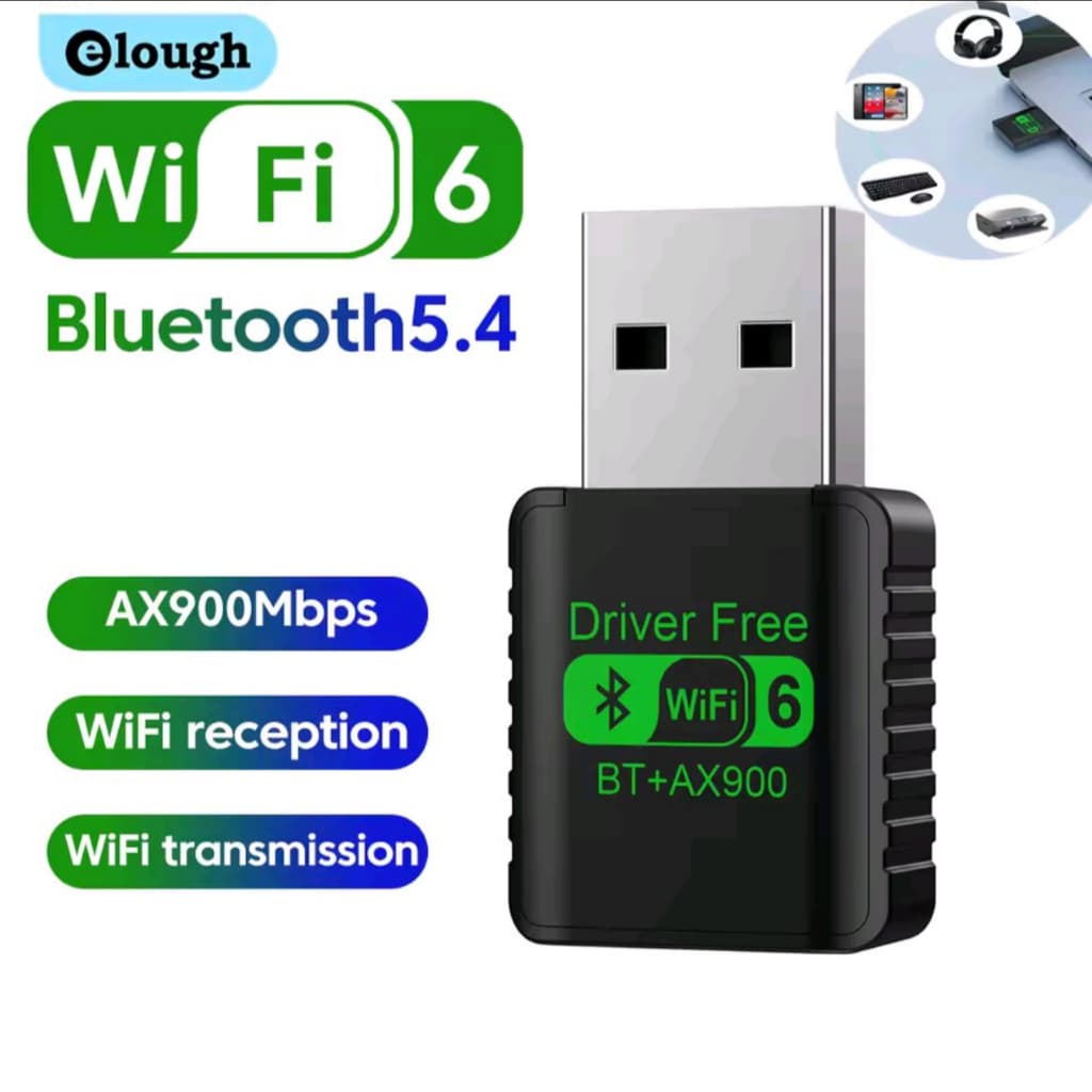 Adaptador USB Wi-Fi 6 + Bluetooth 5.4 AX900Mbps – Conexão Ultrarrápida e Estável