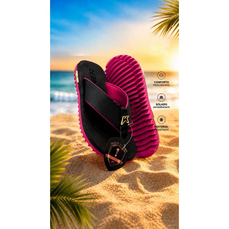 Chinelo Confortável Adulto Cores Vivas e Tiras Lagas