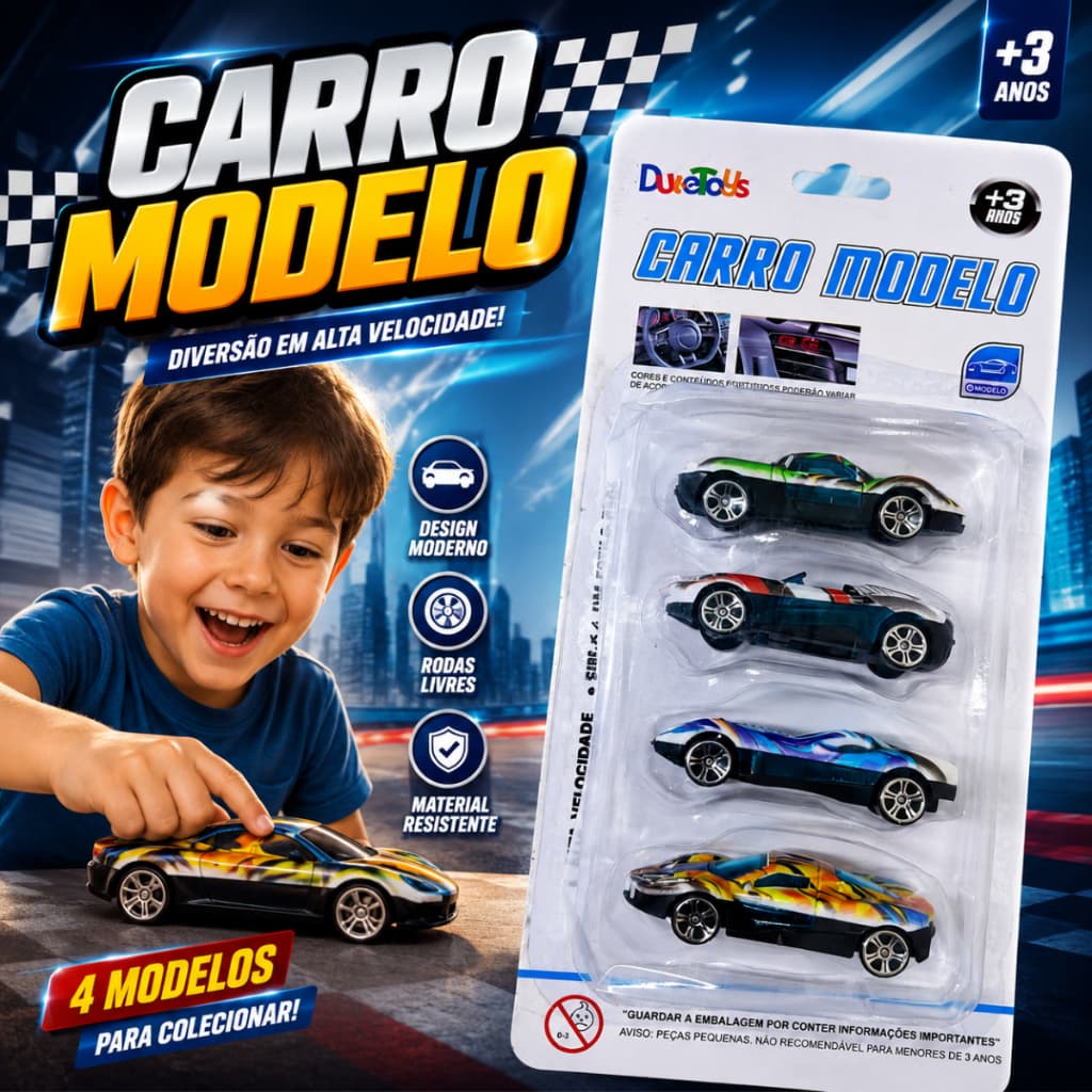 Carros Brinquedo Hot wheels Colecionavel Carro Modelo Kit Com 4 Carrinhos Coloridos Coleção