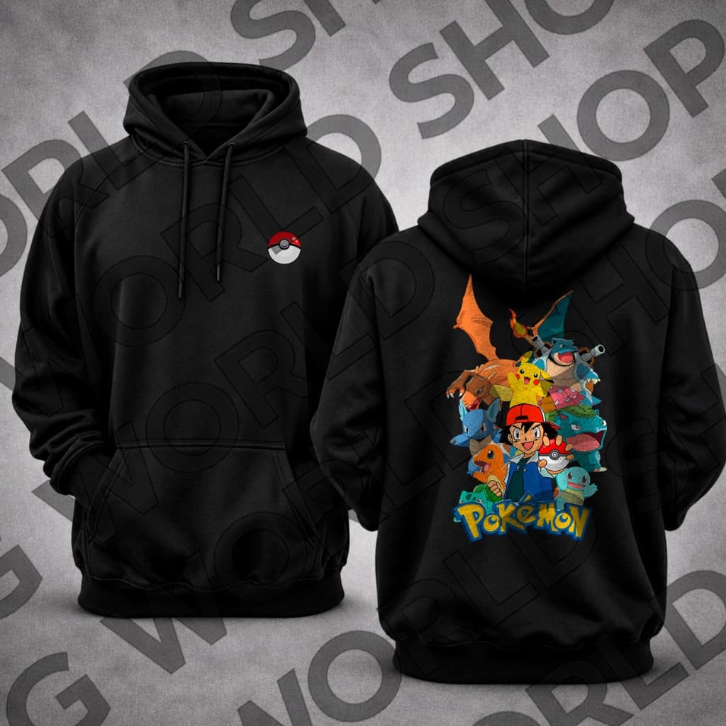 Blusa Moletom Com Capuz Blusa de Frio Estampado Turma do Pokemon Casaco de Frio Flanelado Inverno Qualidade Premium
