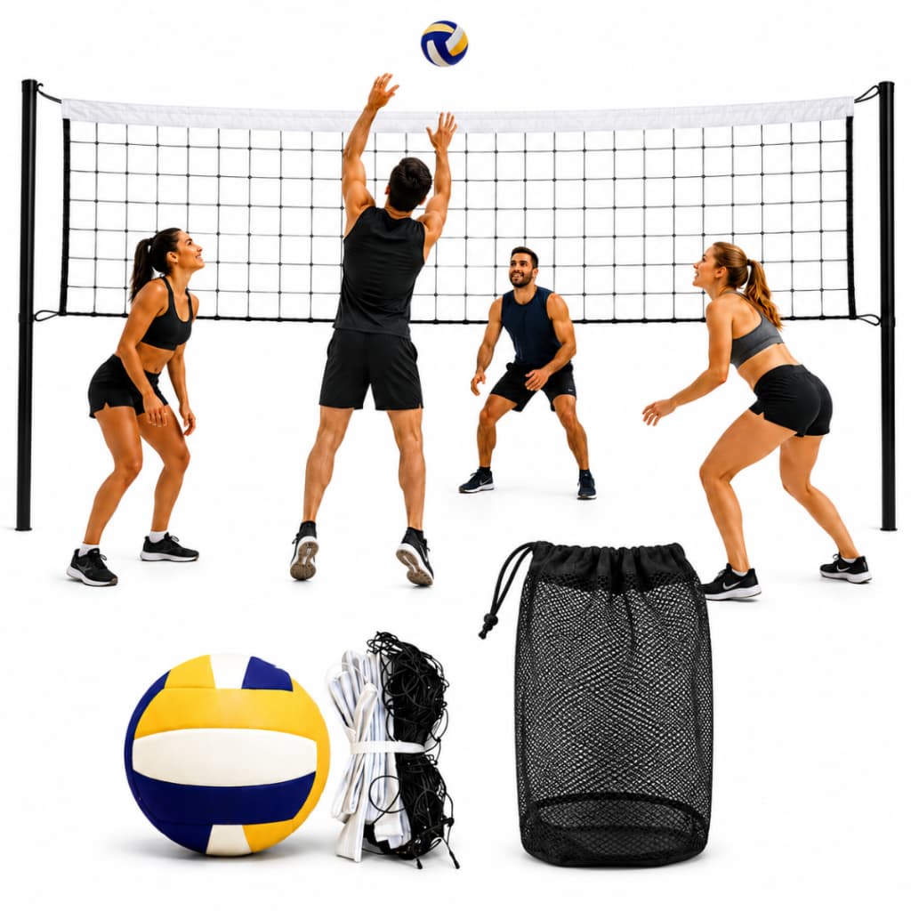 Kit Volei Lazer Completo Bola + Rede 1 Faixa + Mochila Quadra Campo Praia Piscina Recreação