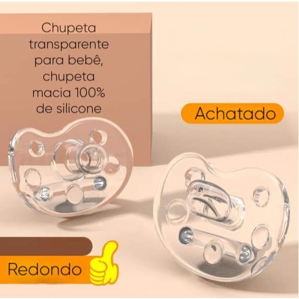 kit Chupeta Silicone - Chupeta 0 - 6 meses Imita Peito Materno - Prendedor Com Transporte - chupeta 100% Silicone