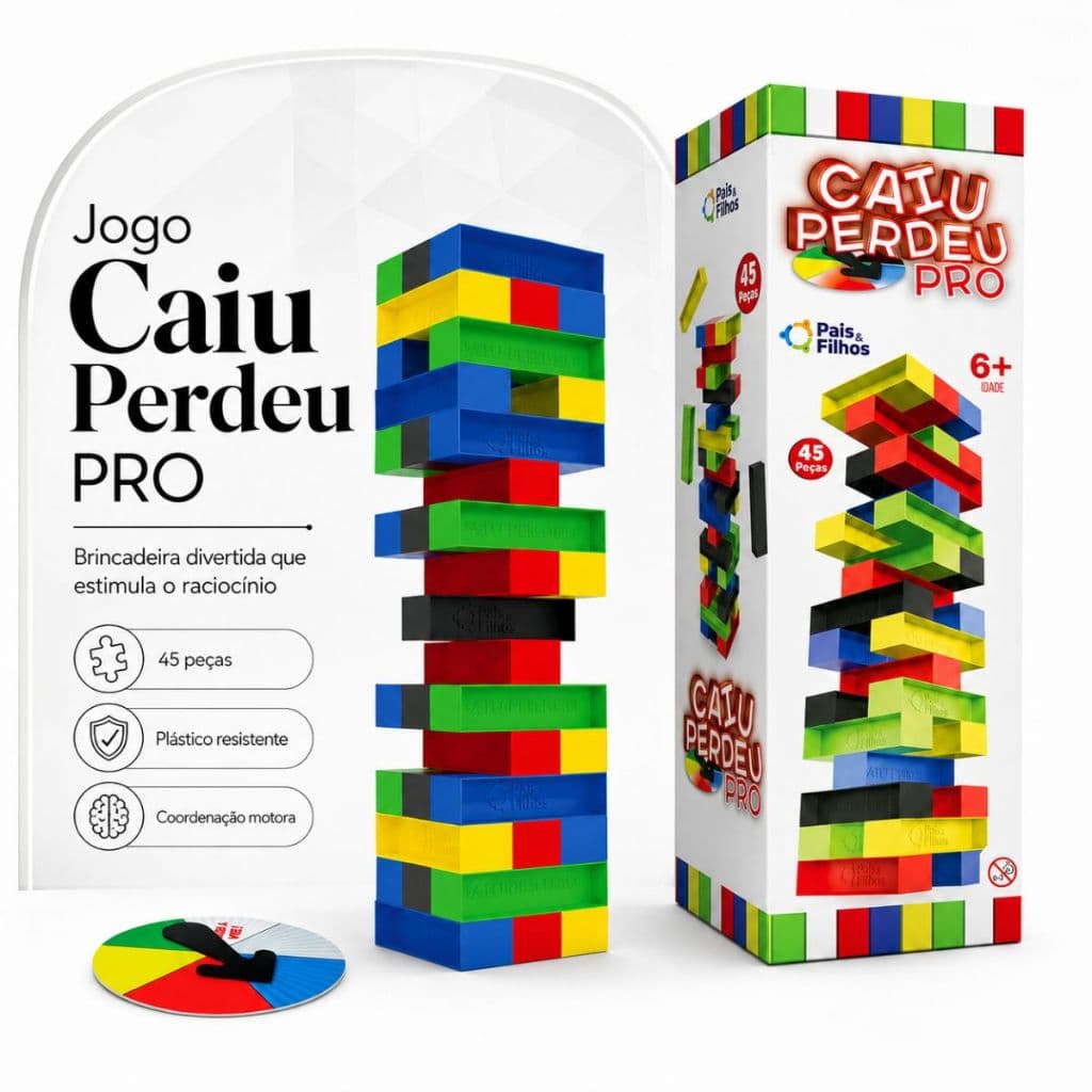Jogo Caiu Perdeu Pro Brinquedo de Estratégia Pais & Filhos 45 Peças Diversão em Família