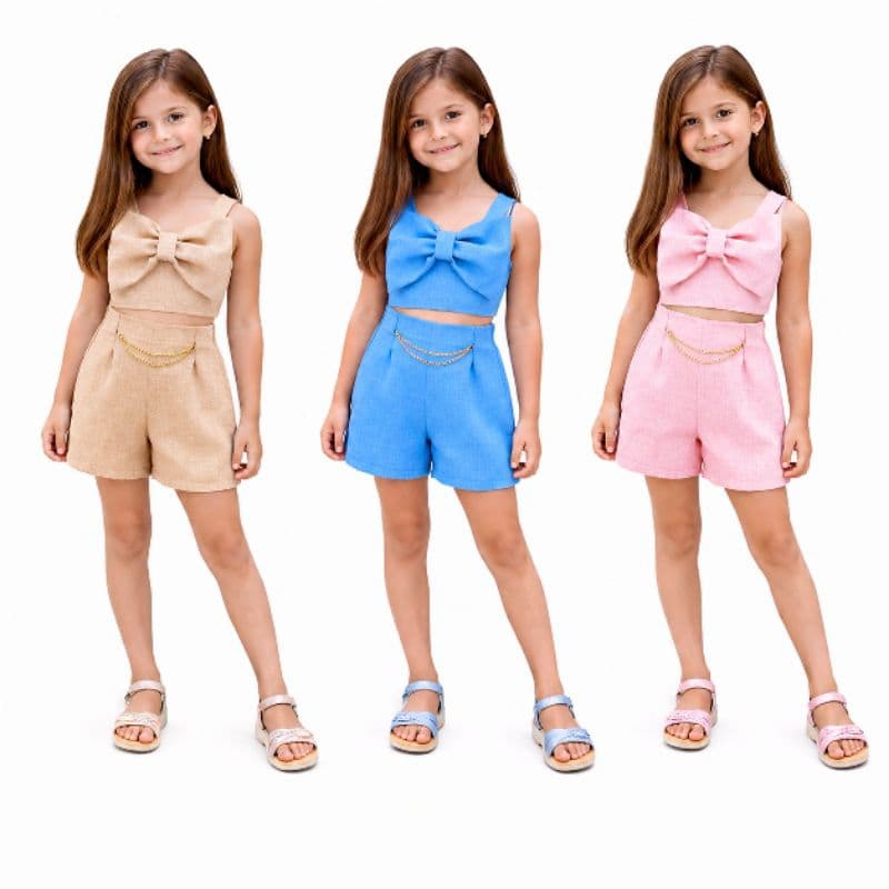 CONJUNTO INFANTIL shorts e cropeds de 02 ao 10anos