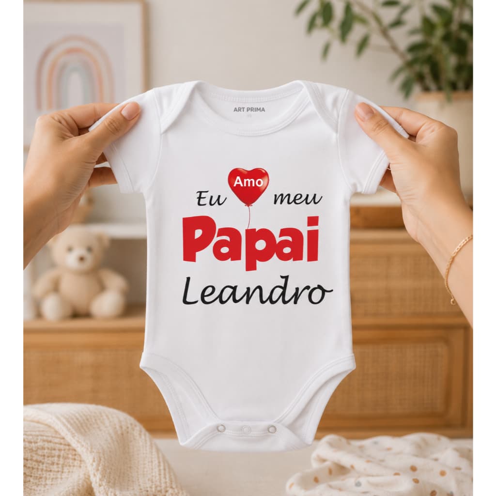 Body De Bebe Com Frase Eu Amo Meu Papai Personalizado com Nome presente Chá de Bebe