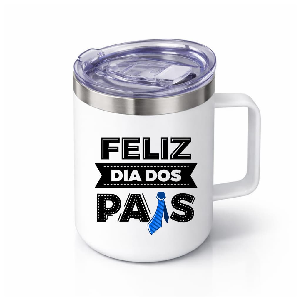 Caneca térmica dia dos Pais 350ml com tampa gravação DTF UV colorida Pai Churrasqueiro Pai Cervejeiro