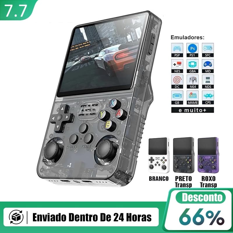 Console Portátil R36HD + de 15.000 Jogos Vídeo Game 64g Linux Tela IPS 3.5 Polegadas a Pronta Entrega