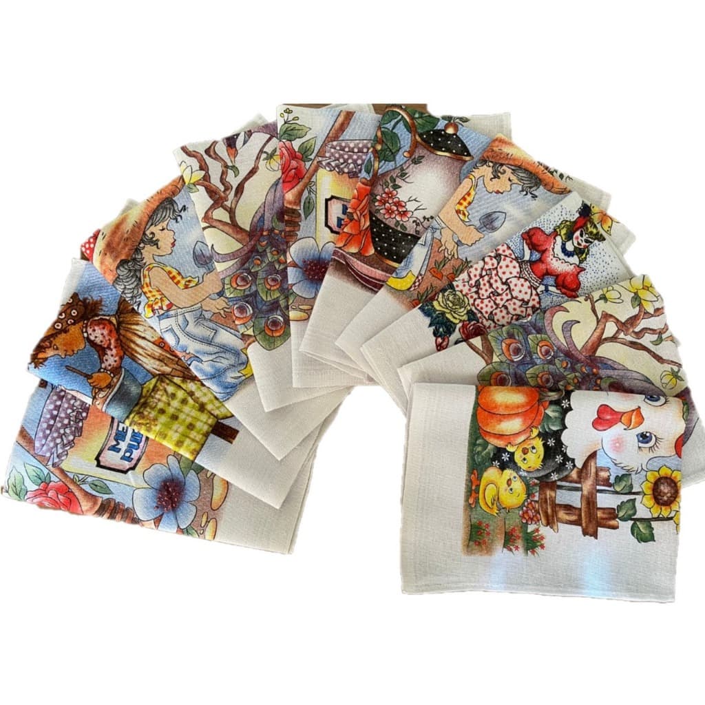 Pano de Prato Estampado Kit com 5 Peças e 10 Peças