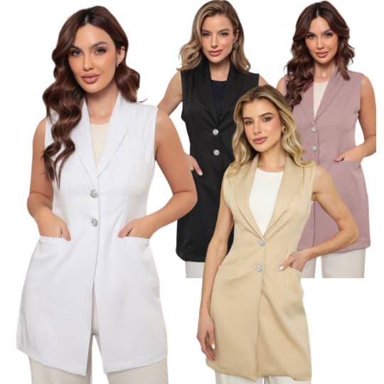 Jaleco Colete Feminino Gabardine Hope Várias Cores Gardenia Uniformes