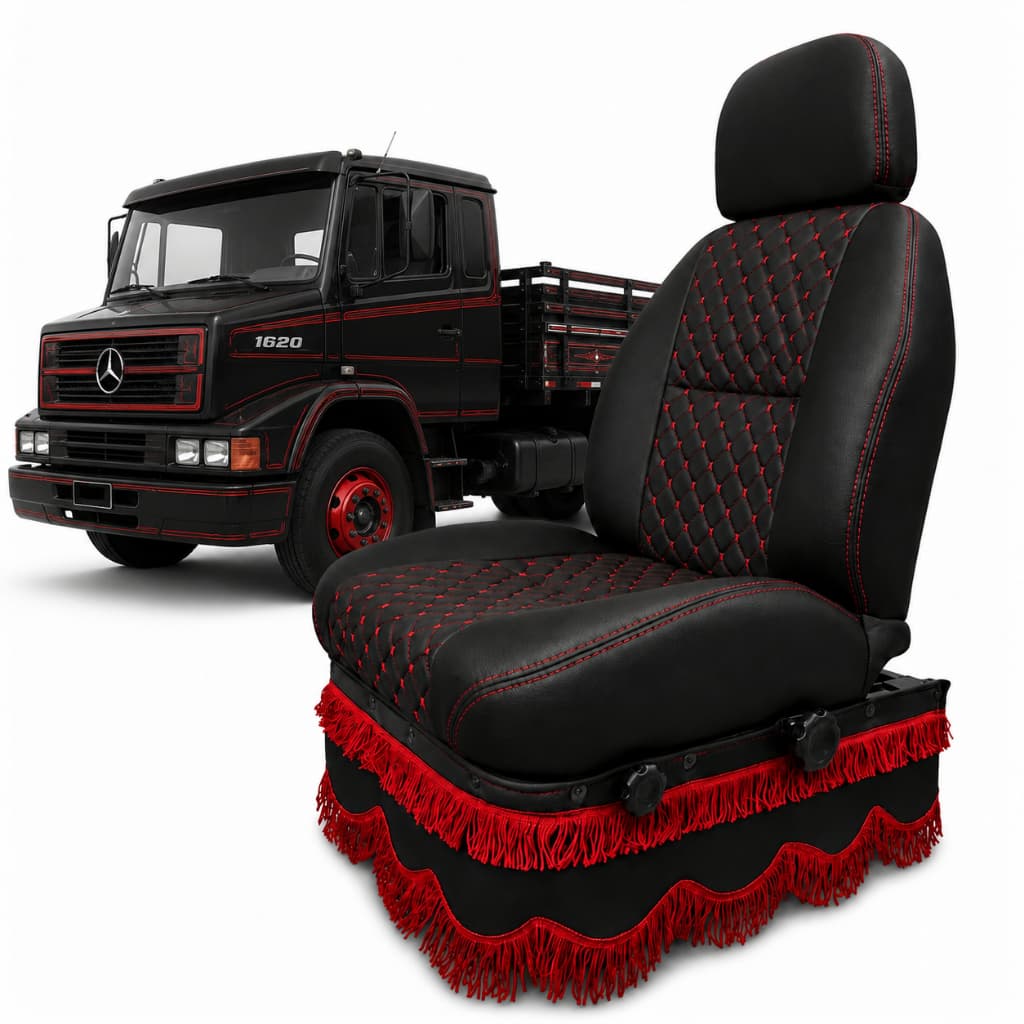 BANCO SOMENTE LADO MOTORISTA MERCEDES-BENZ 1618/1620 ATÉ 1999 VELUDO/DIAMANTE COM TRILHO DE FIXAÇÃO