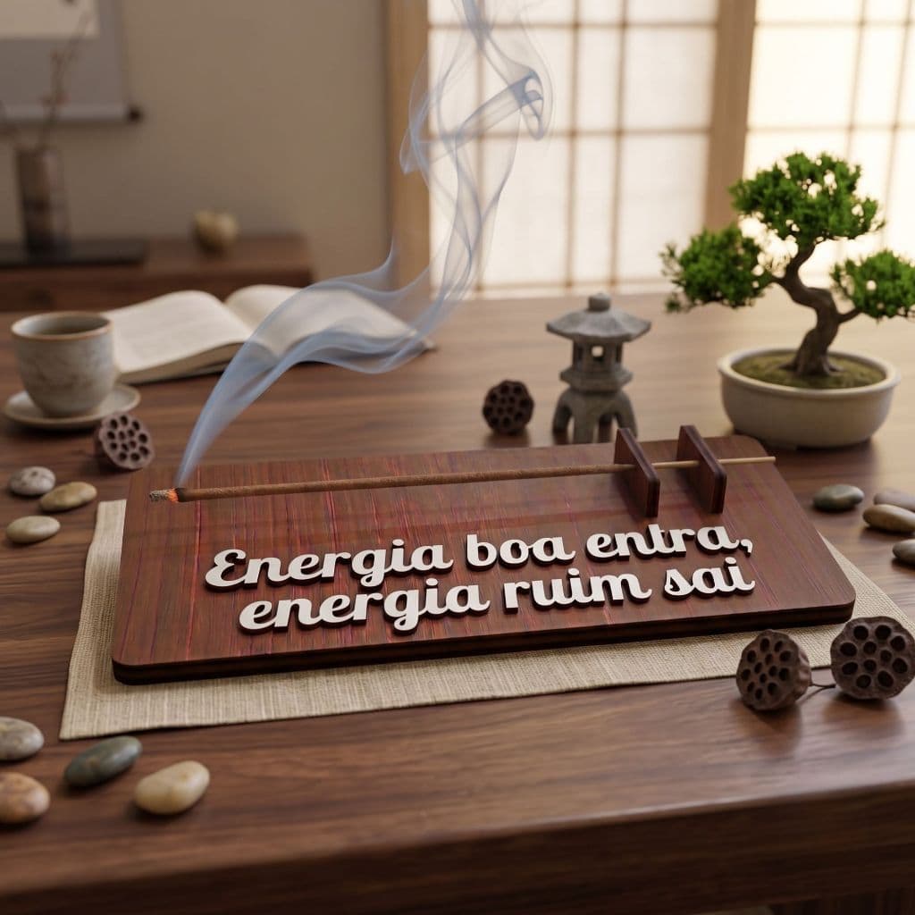 Incensário Porta Incenso Energia Boa Entra Ruim Sai 30cm Mdf