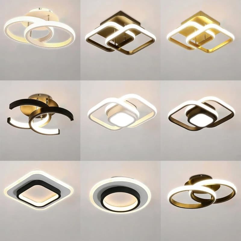 Luminária de Teto LED Duplo C 3 Cores Plafon Moderno Luz Regulável Sala Quarto Escritório