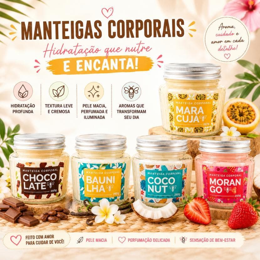 Manteiga Corporal Vegana Natural Artesanal Hidratação Profunda Pele Seca Corpo