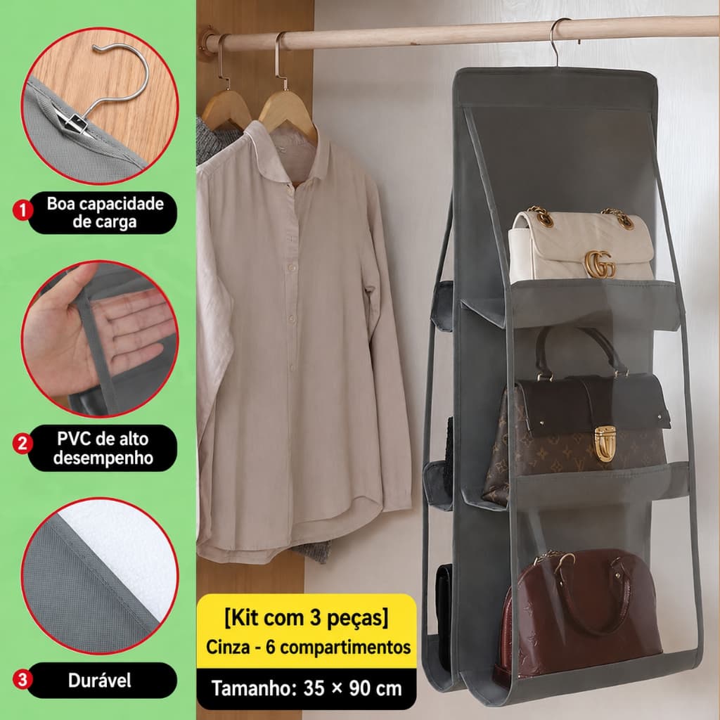 Organizador Suspenso Transparente para Bolsas