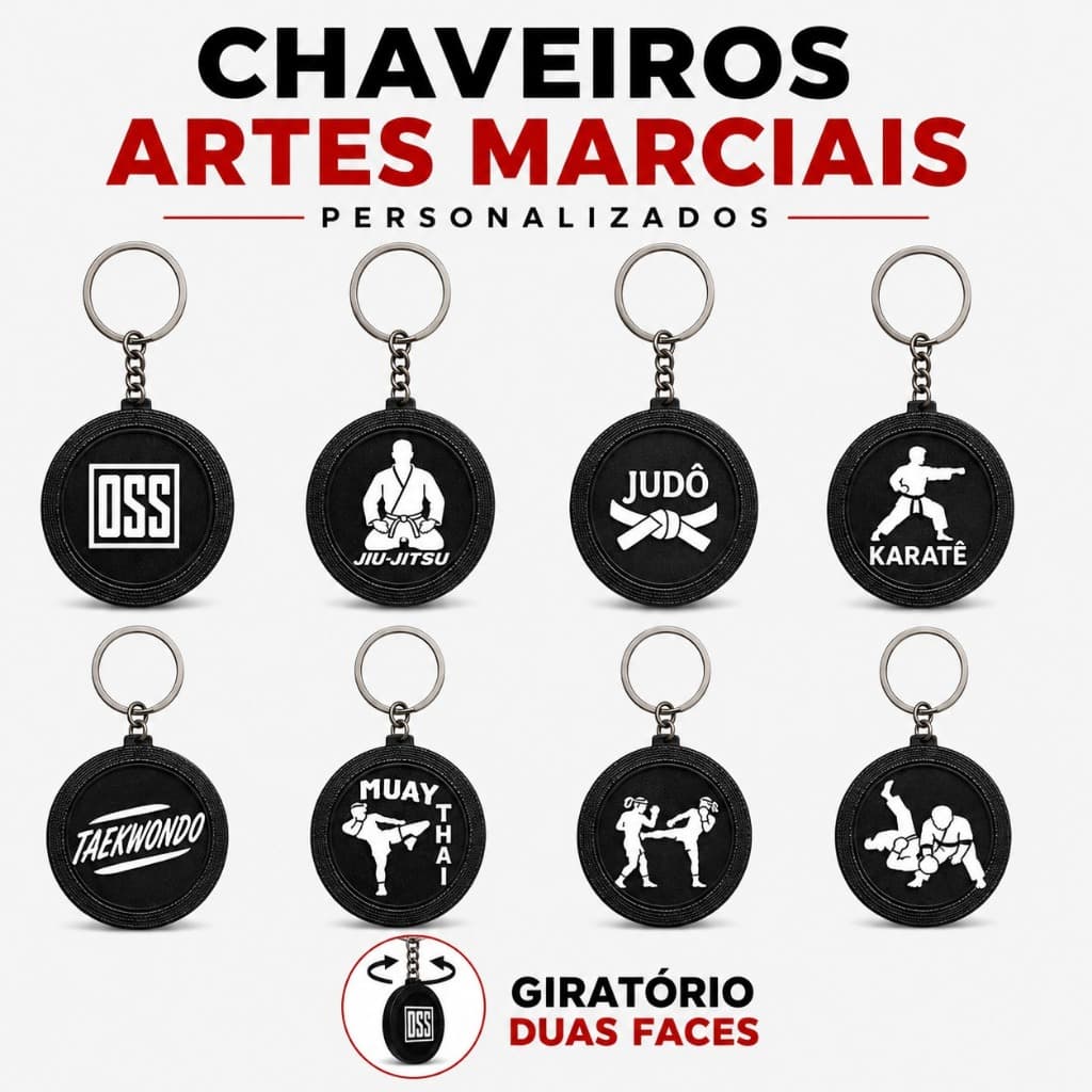 Chaveiro Giratorio Artes Marciais Jiujitsu Judo Muay Thai Karate Taekwondo