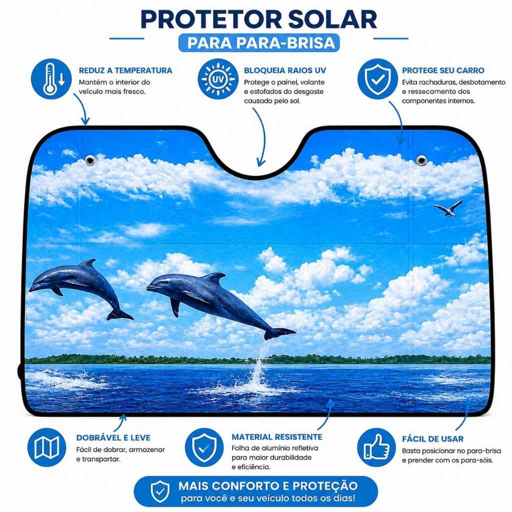 Parasol Automotivo Quebra Sol Protetor Solar Parabrisa Painel Carro 125x60 Colorido