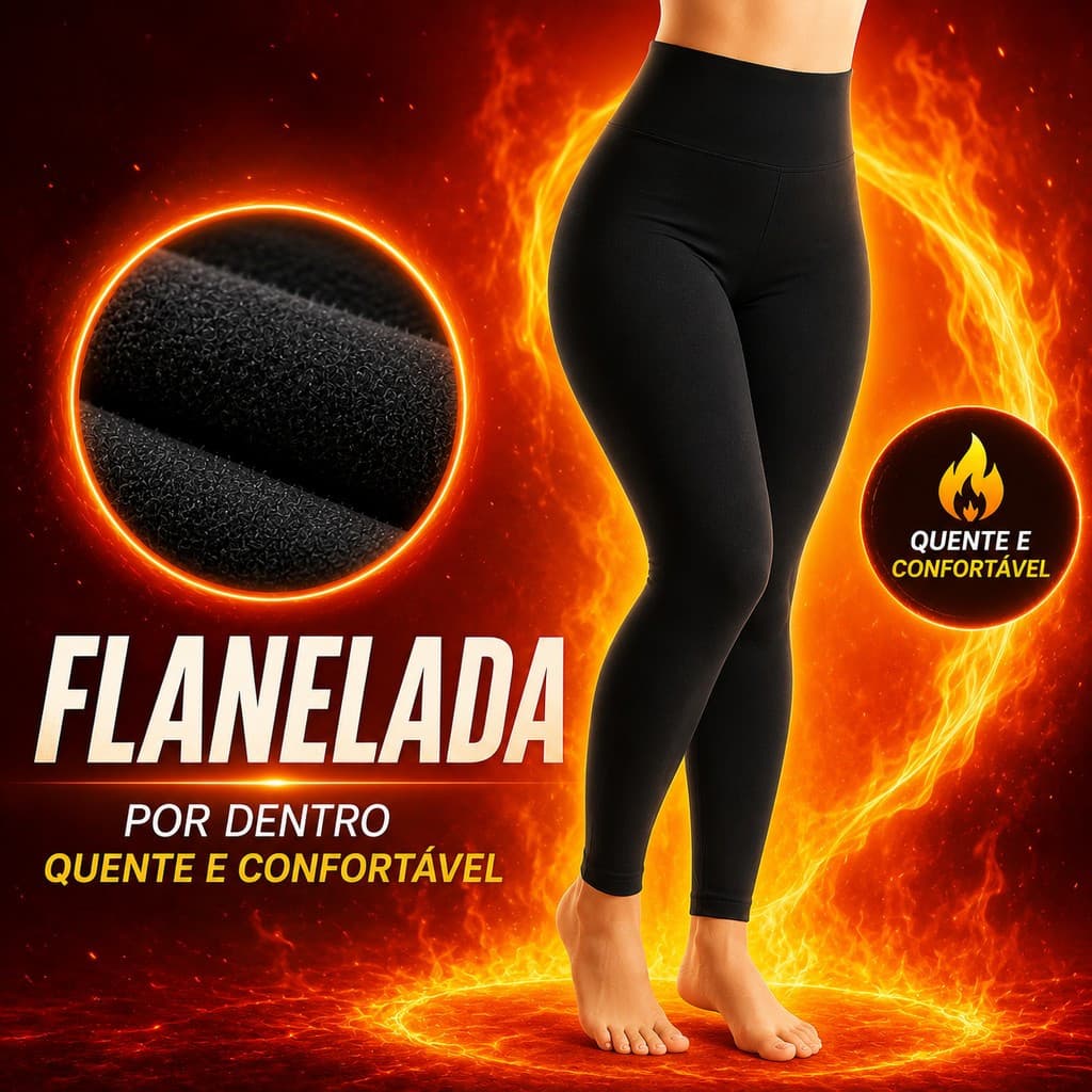 Meia Calça Térmica Feminina Sem Pé com Forro Flanelada Frio Confortável