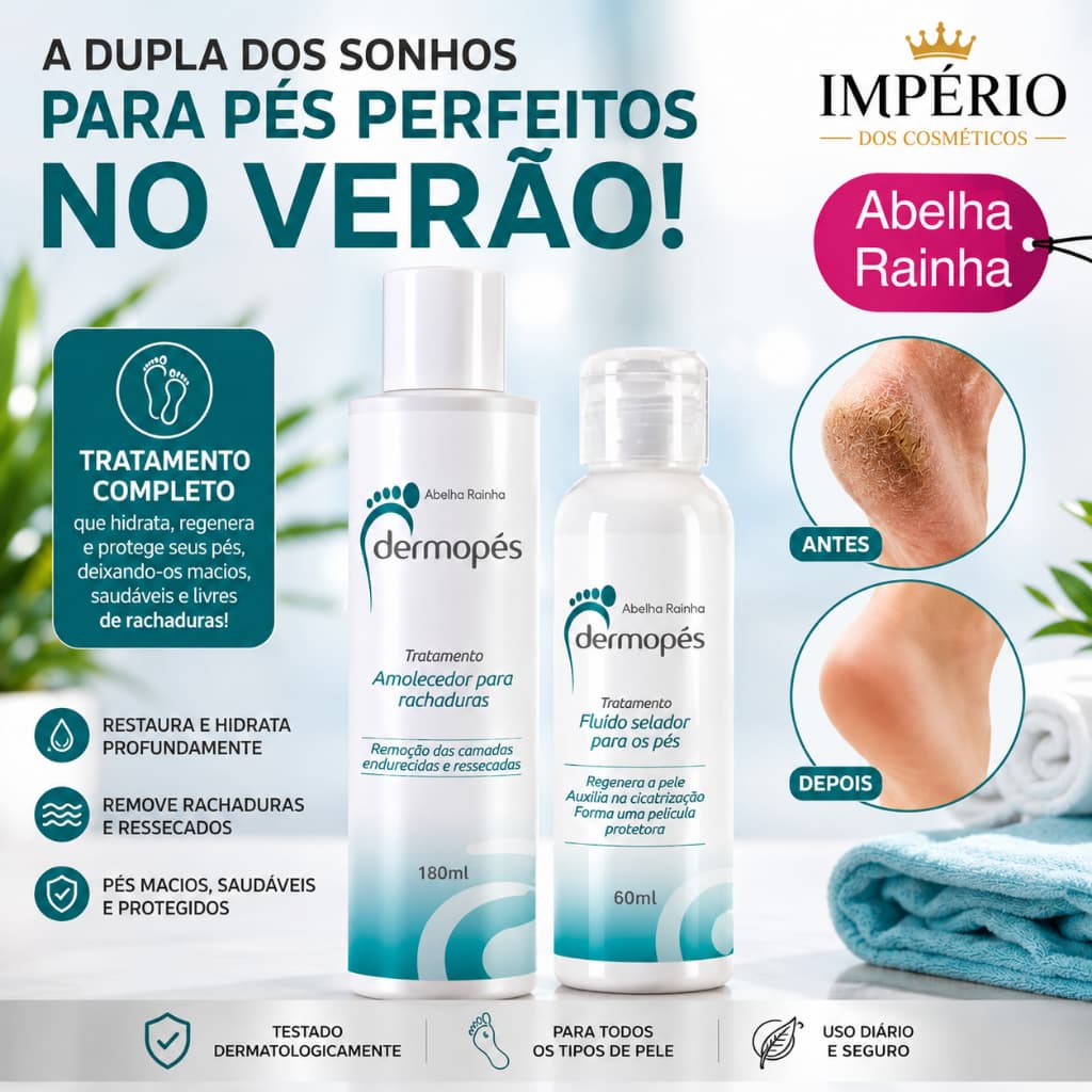 Kit Amolecedor para rachaduras de Pés Dermopés Abelha Rainha