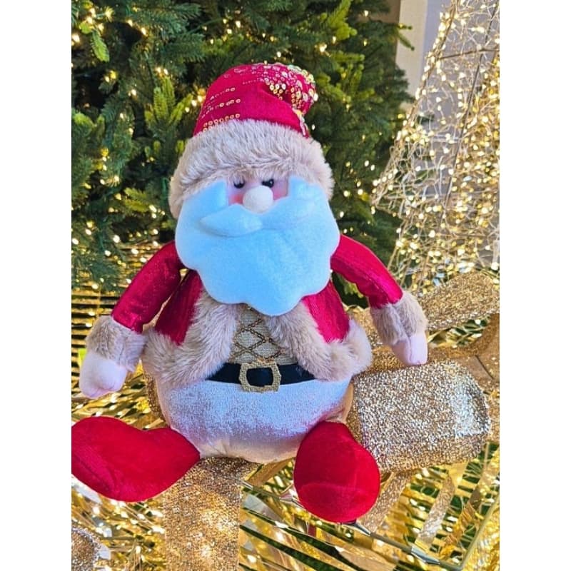 Decoração de natal papai noel vermelho sentado  40cm arvore de natal, enfeite