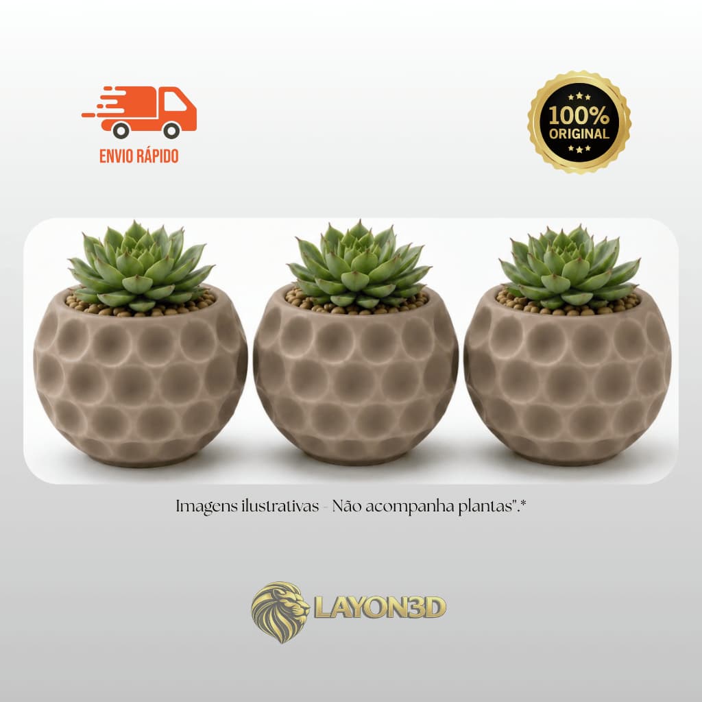 Kit Trio Vasos Decorativos Cachepot Suculenta Cacto Colmeia Várias Cores Preto Branco Cinza (Apenas Vasos Sem Planta)