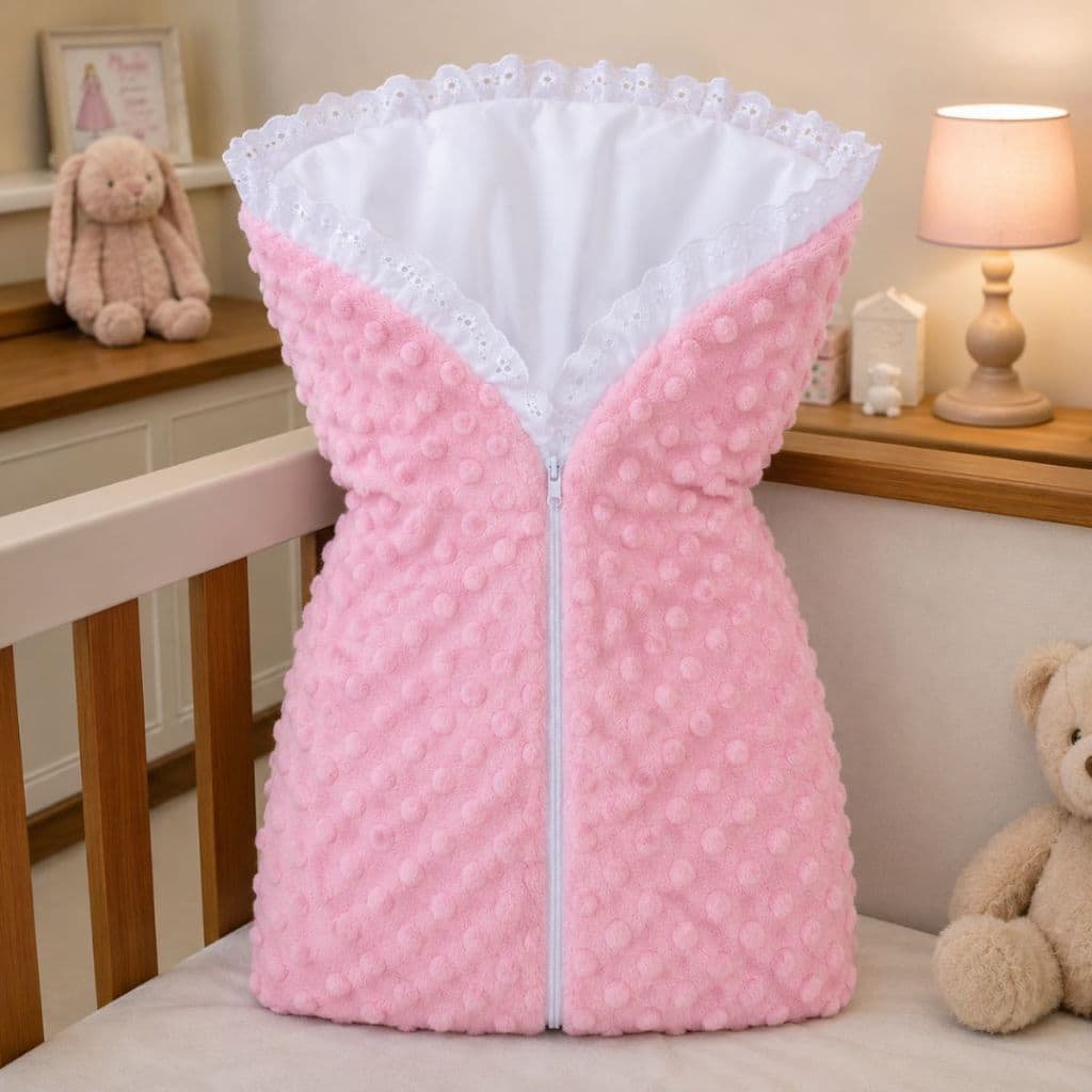 Saco de Dormir Para Bebe Pipoquinha Quentinho Macio com Babado em Laise Enxoval Menino Manina