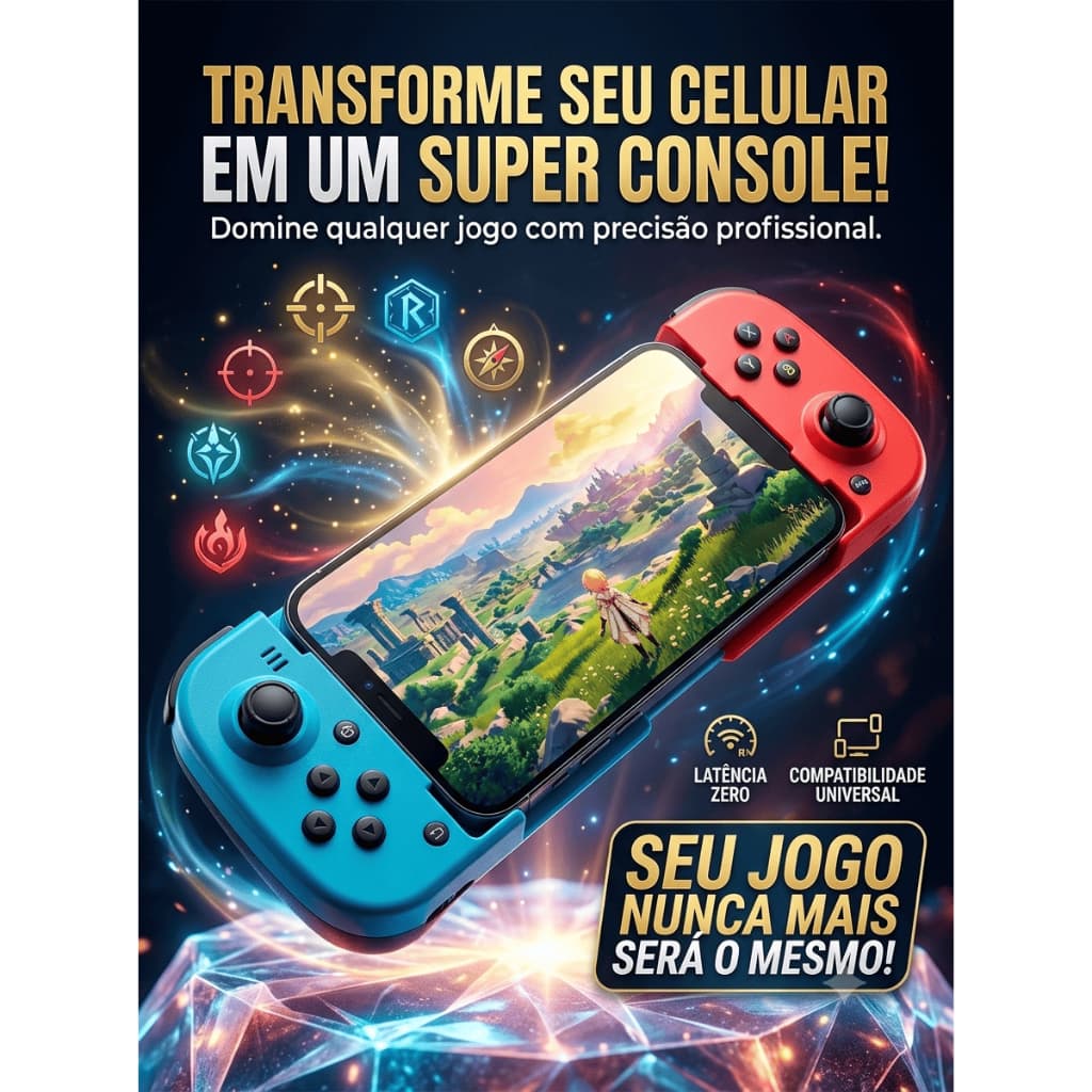 Controle Gamepad Bluetooth BSP-D3 Joystick Para Celular Android iOS iPhone PC Emulador Nintendo Switch