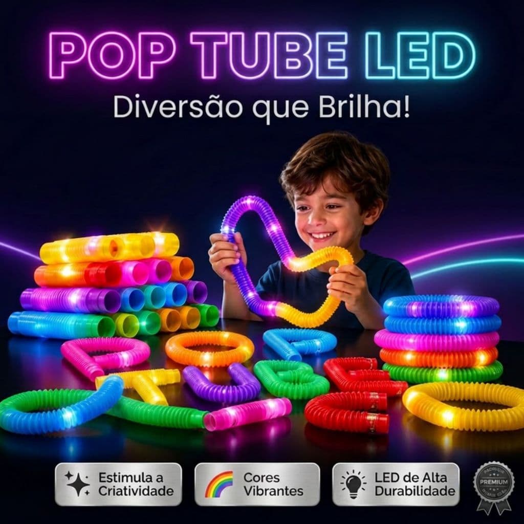 Kit 12 Fidget Poptube Divertido Sensorial Com Led Brinquedo Aniversário Lembrancinha
