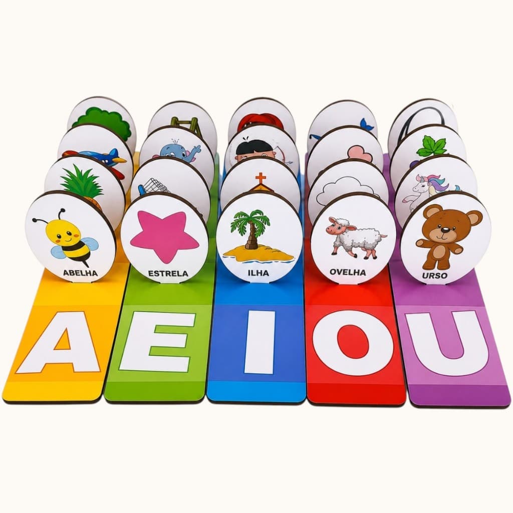 Jogo Brinquedo Educativo Das Vogais Aprendizado Pedagógico Coordenação Motora Infantil