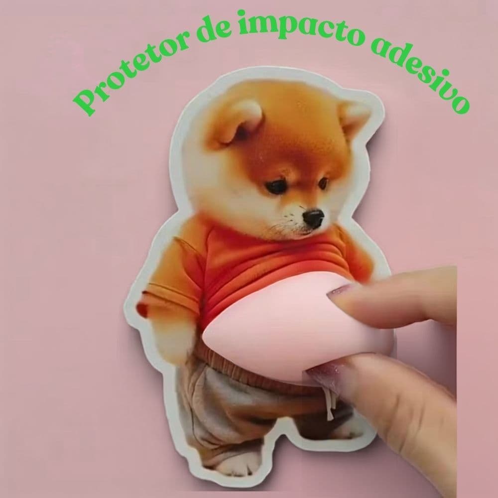 Protetor de Parede em Silicone Autoadesivo Anti Impacto para Maçaneta Porta Decoração Cachorro