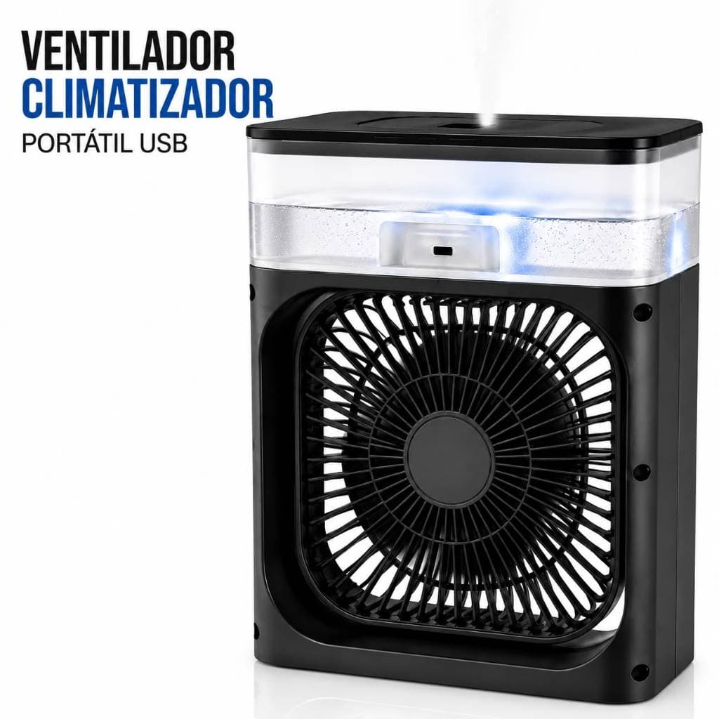 Ventilador Climatizador Portátil USB 400ml Mini Ar Condicionado Umidificador Silencioso Mesa Home Office Quarto