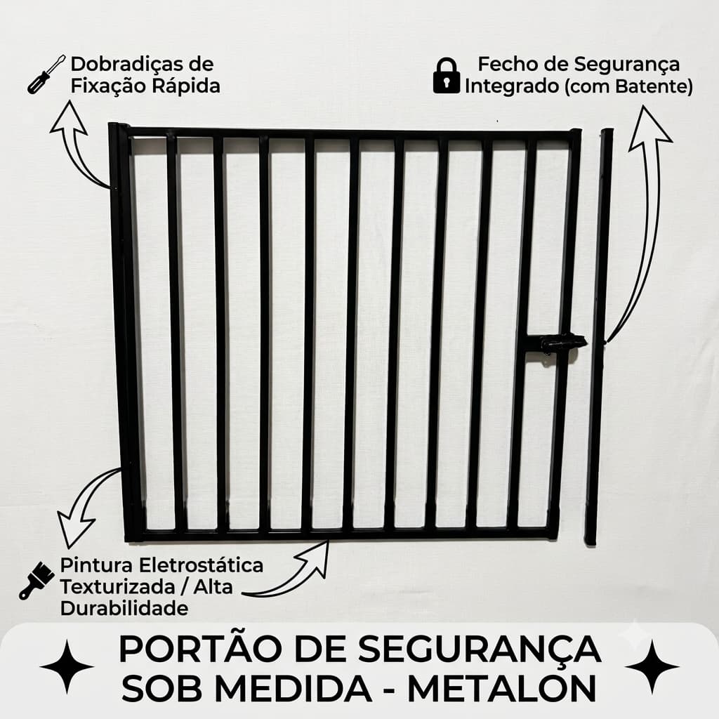 Portão De Segurança Sob Medida Metalon Com Batente E Trinco