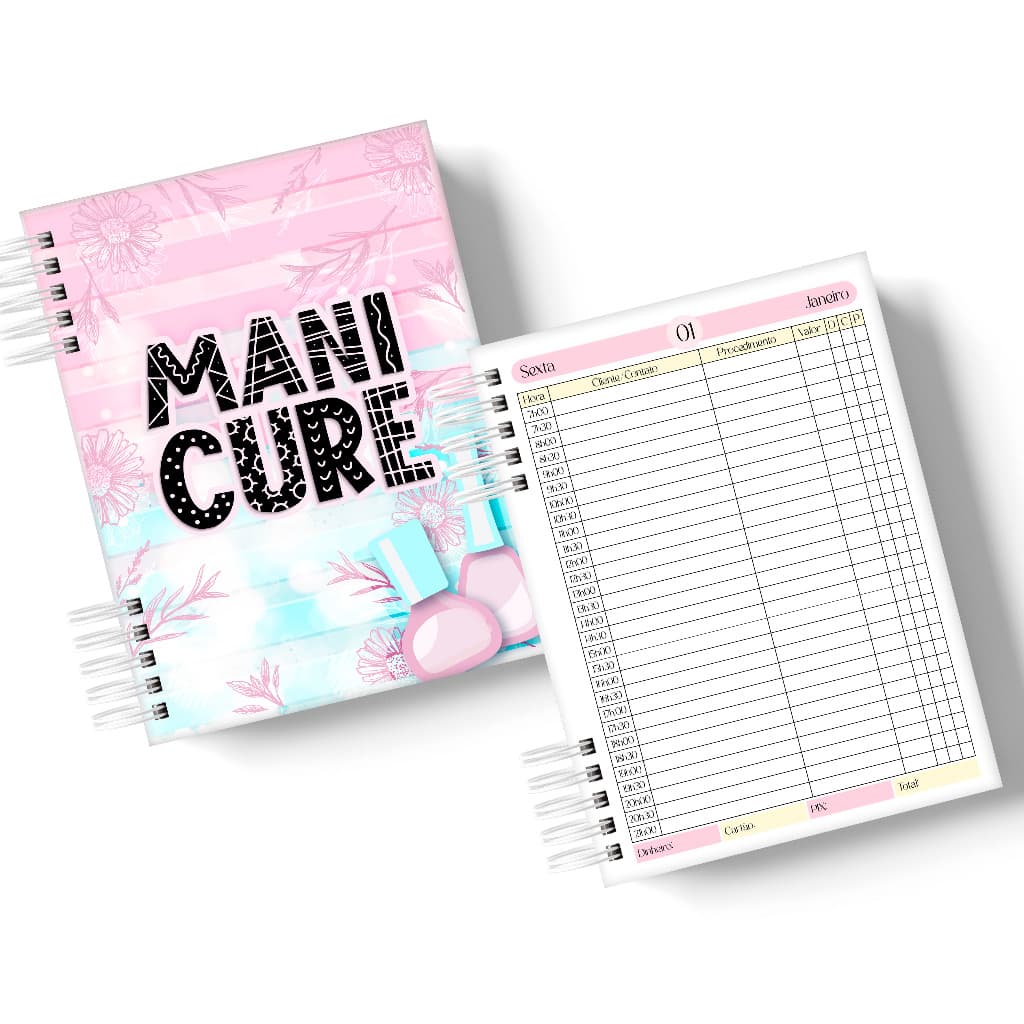 Agenda para Manicure Datada 2027 e Permanente (não datada) Agenda Manicure e Pedicure Agendamentos (C011)