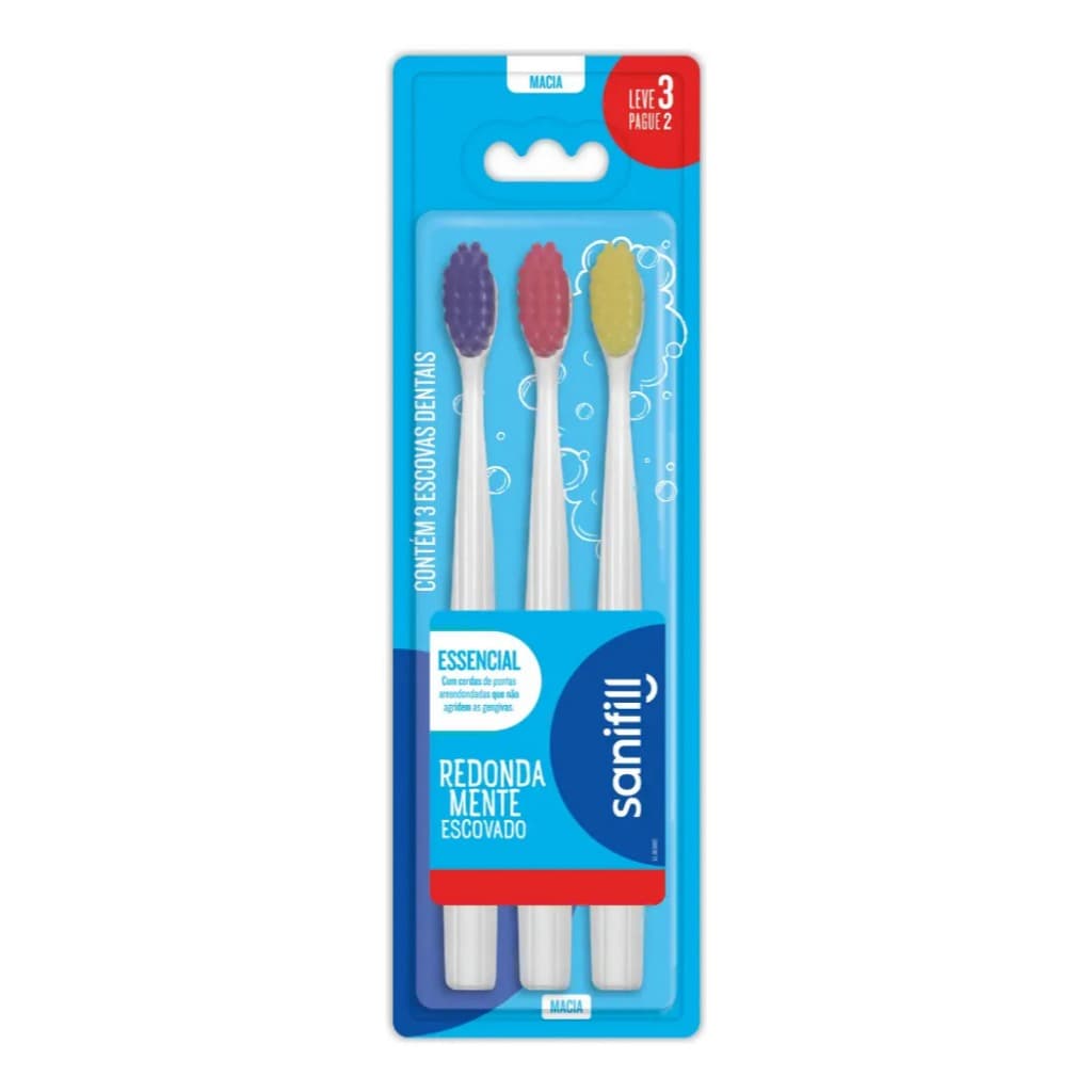 Escova Dental Sanifill Essencial Kit 3 Unidades