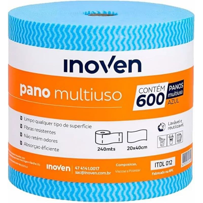Inoven Pano Multiuso Perfex Tipo Pano Azul Rolo 600 Unidade 240 m 20 cm