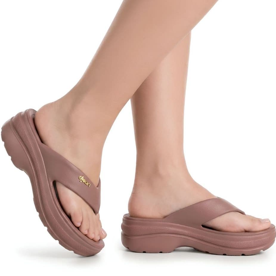 Chinelo Dijean Feminino Tamanco Plataforma Casual de Dedo Sandália Feminina Eva Conforto