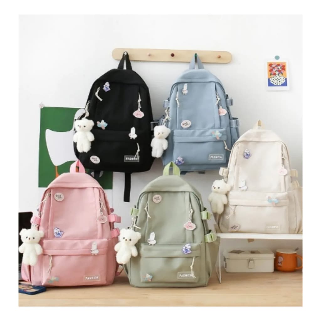 Mochila Escolar com Pingente Decorativo para Faculdade