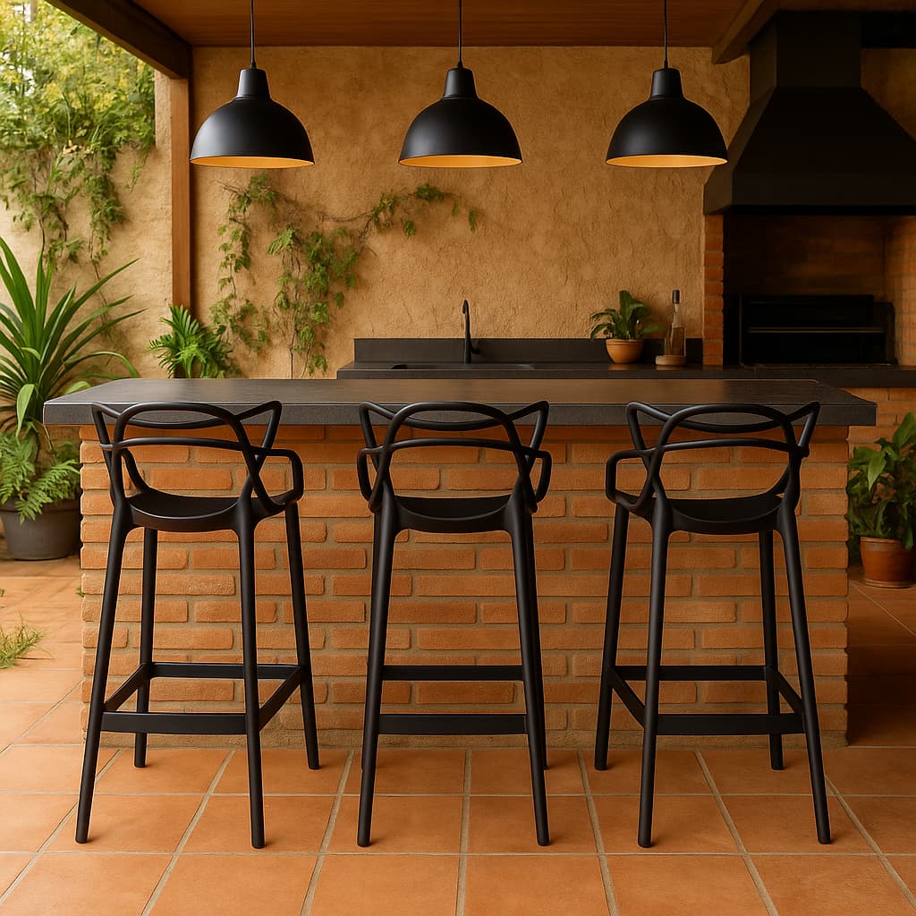 Kit 3 Banquetas Allegra Alta Para Balcão | Design em Polipropileno | Suporta até 120kg | Envio Imediato
