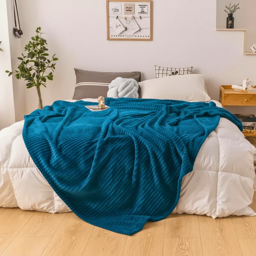 Cobertor Antialérgico Manta Canelada Casal/Solteiro Poliéster Dupla Face Diversas Cores Super Oferta