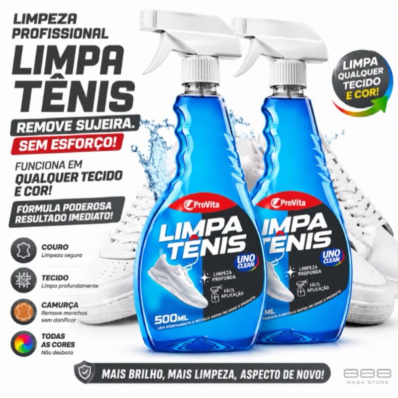Limpa Tênis ProVita Uno Clean 500ml | Limpeza Profunda | Remove Manchas e Sujeiras