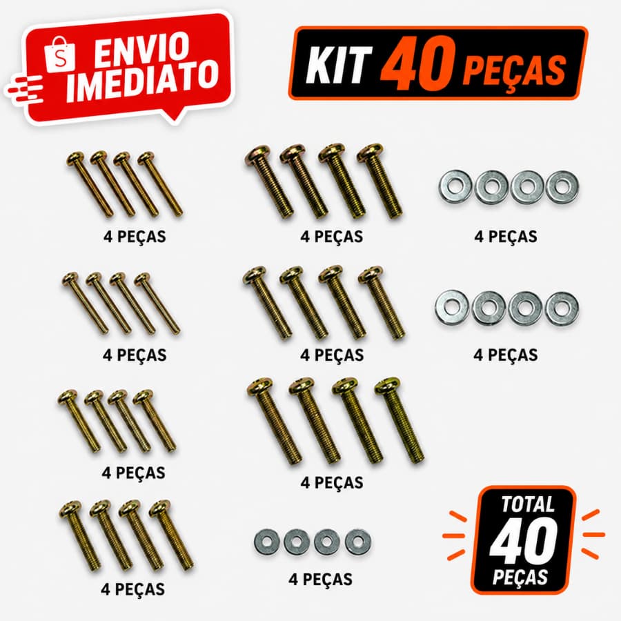 Kit Parafuso para TV Universal 40 Pecas Gazzopar M4 M6 M8 COMPATIVEL COM QUALQUER SUPORTE