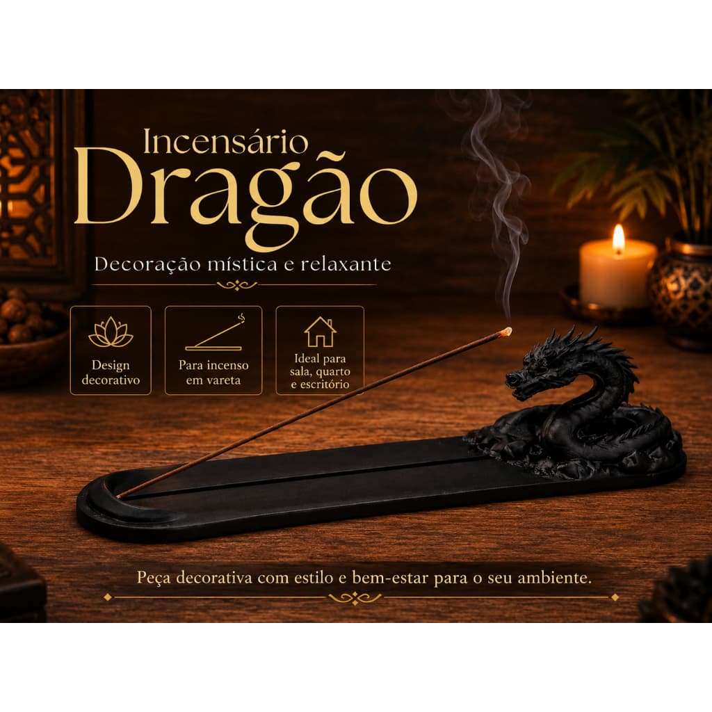 Queimador de Incenso Modelo Dragão | Incensário Decorativo para Varetas