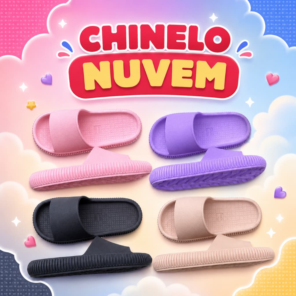 Chinelo Nuvem Slide Feminino Leve Macio Confortável Promoção Nude Rosa Lilás Turquesa Azul Preto