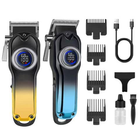 Máquina de Cortar Cabelo Elétrica Profissional, Visor LED, Ideal para Barba e Penteados, Uso Doméstico e Barbearia