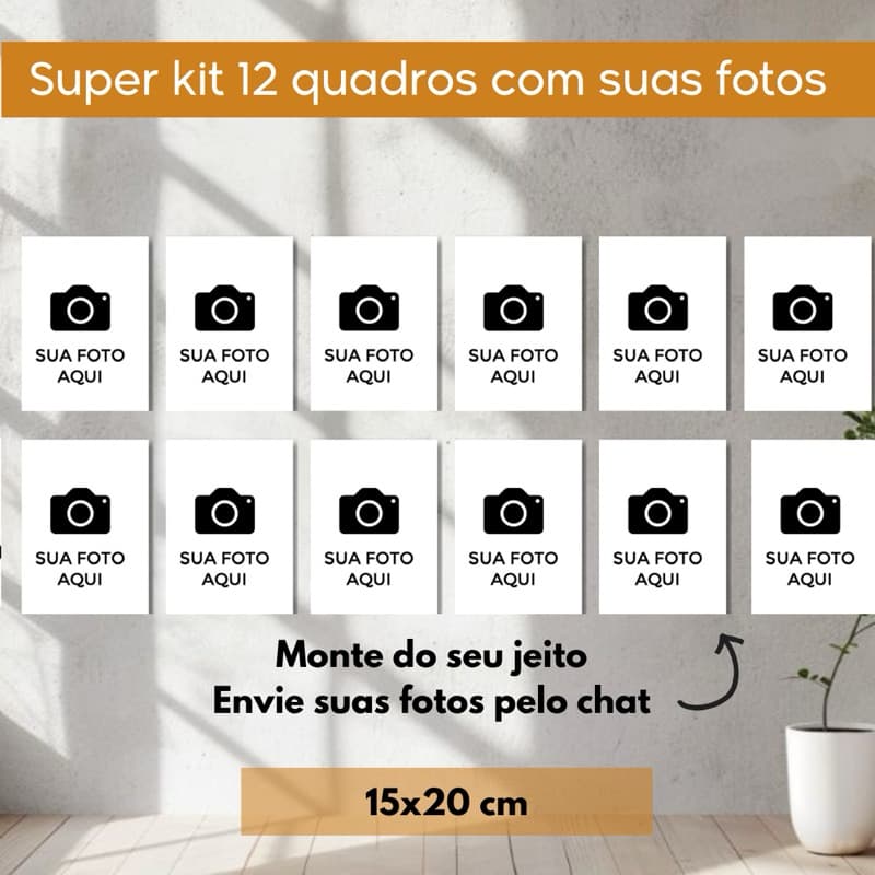 kit quadros decorativos para sala casa quarto 12 placas presente decoração personalizada com sua foto imagem 15x20