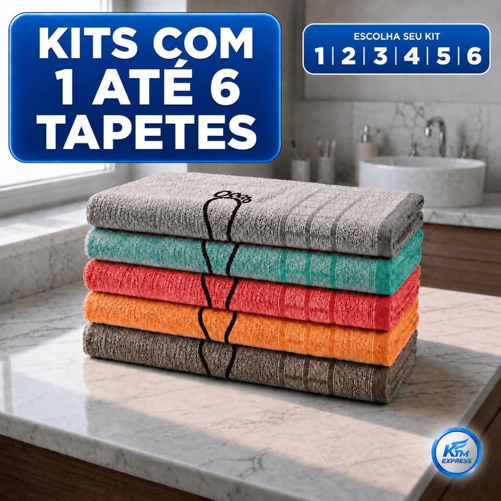 Kits com 1 até 6 Tapetes de Banheiro 45x70cm Pezinho Piso Luxo Atoalhado 100% Algodão Premium