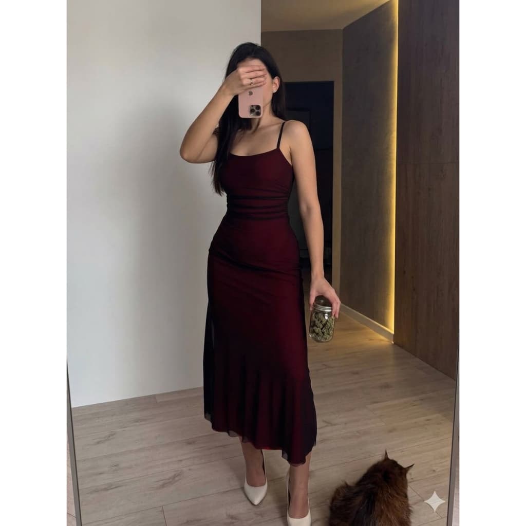 Vestido longo femenina elegante de tule com alças confortável perfeito para cualquer ocasião