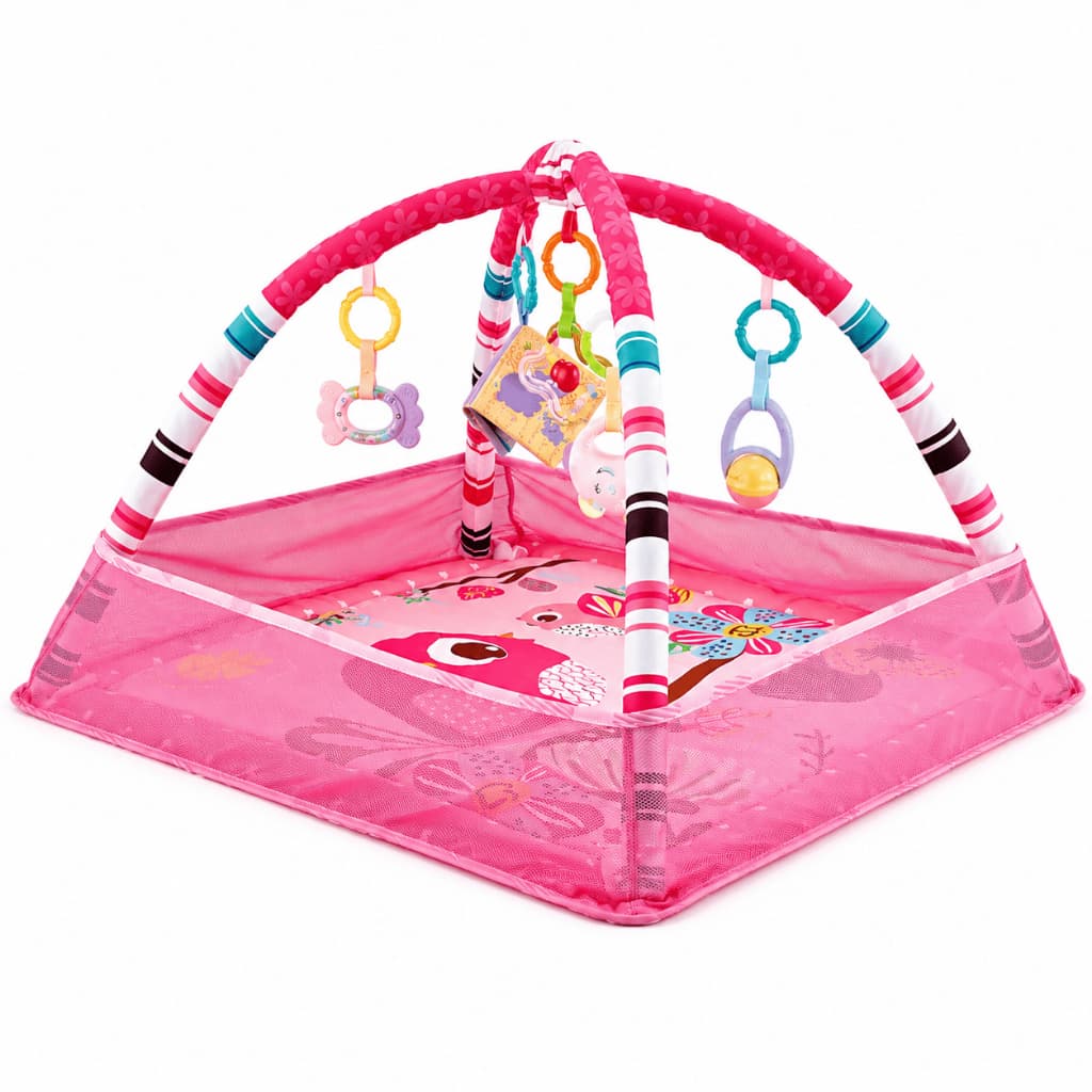 Tapete Interativo Infantil Bebê Com Arco e Brinquedos Suspensos Sensorial Rosa SNH49 Snel Home